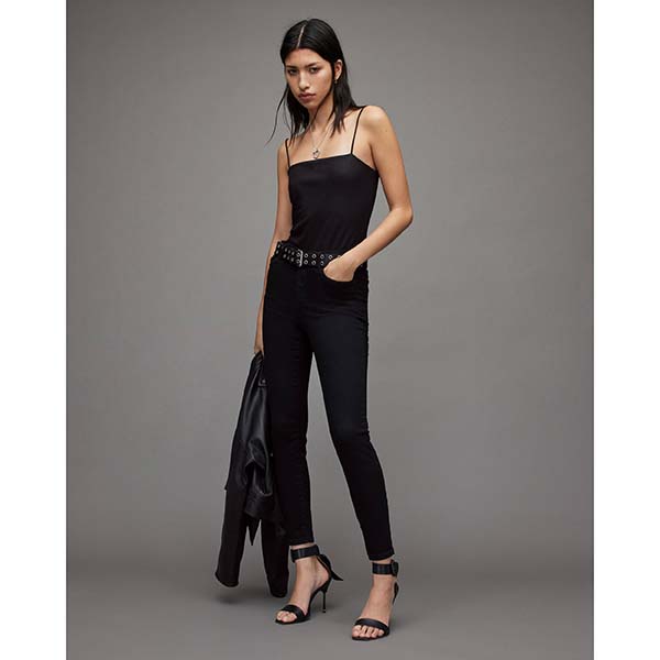 Allsaints Australia Womens Miller Mid-Rise Size Me Skinny Jeans Black AU74-408
